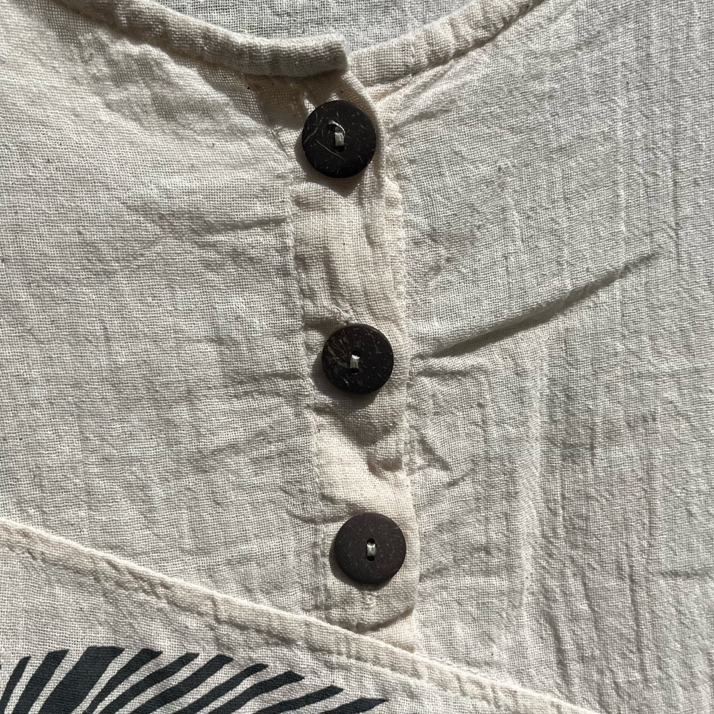 Thai Asymmetrical Turtle Tank Top Cotton Neutral Boho Hippie Earthy - Picture 10 of 12
